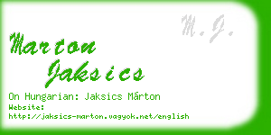 marton jaksics business card